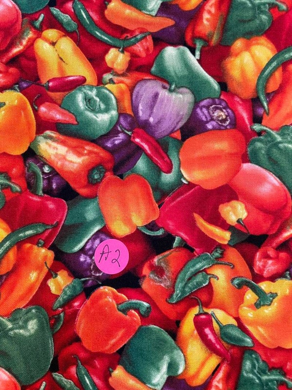 Vegetable Mix Quilted Mat (Purple Back and Binding)