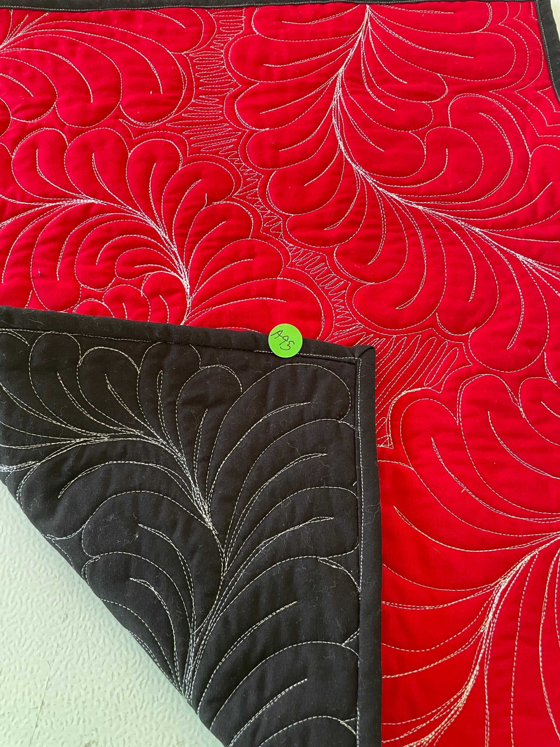 Solid Red with Black Back Quilted Feather Design Mat