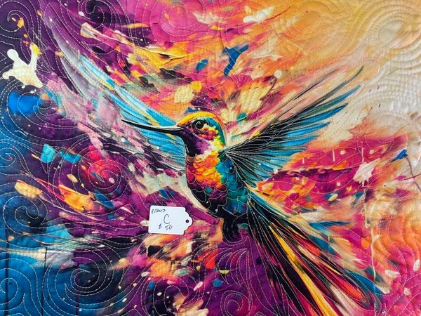 Hummingbird Watercolor Quilted Pillow