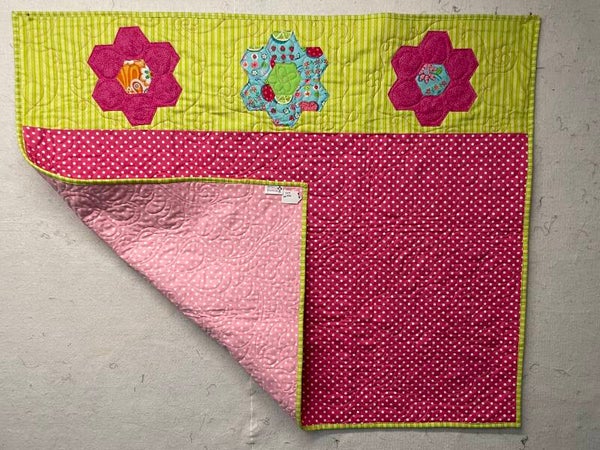 ***SOLD***Baby Quilt Hexies Pink on Pink