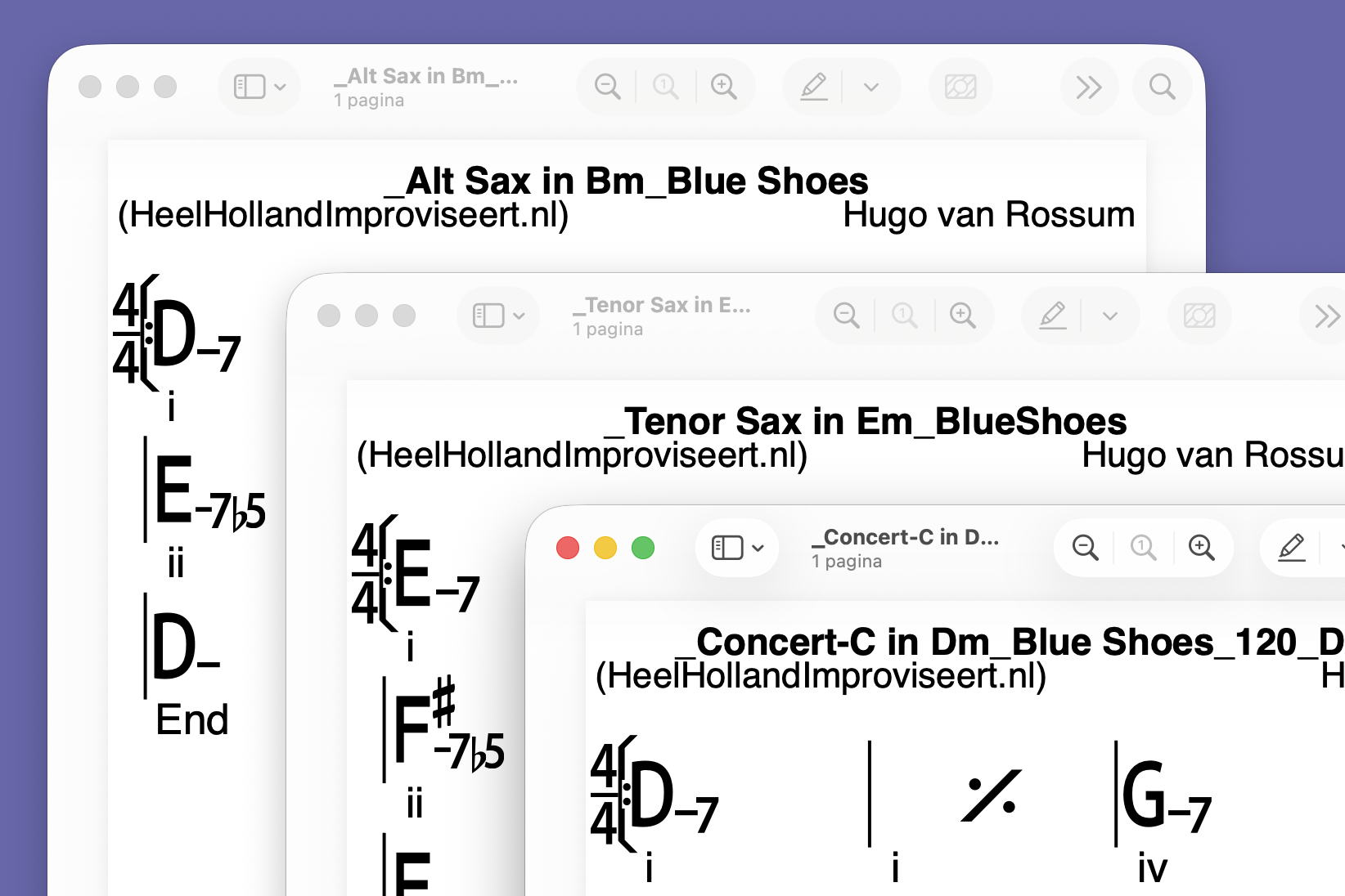 Blue Shoes C-Bb-Eb-instrumenten pdf's & 26 oefentracks!