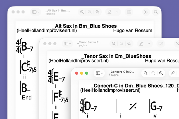 Blue Shoes C-Bb-Eb-instrumenten pdf's & 26 oefentracks!