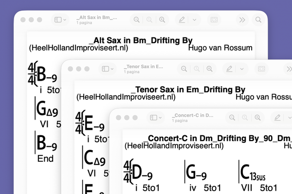 Drifting By C-Bb-Eb-instrumenten pdf's & 26 oefentracks