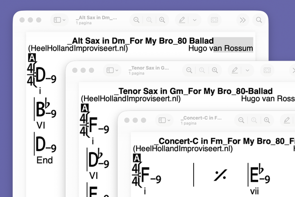 For My Bro C-Bb-Eb-instrumenten 3 pdf's & 20 Oefentracks!
