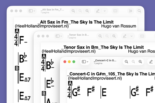 The Sky Is The Limit C-Bb-Eb instrumenten 3pdf's + 26 Oefentracks!