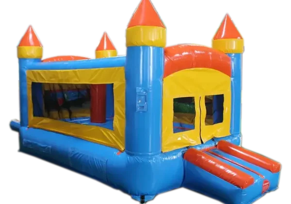 Orange and blue bounce house