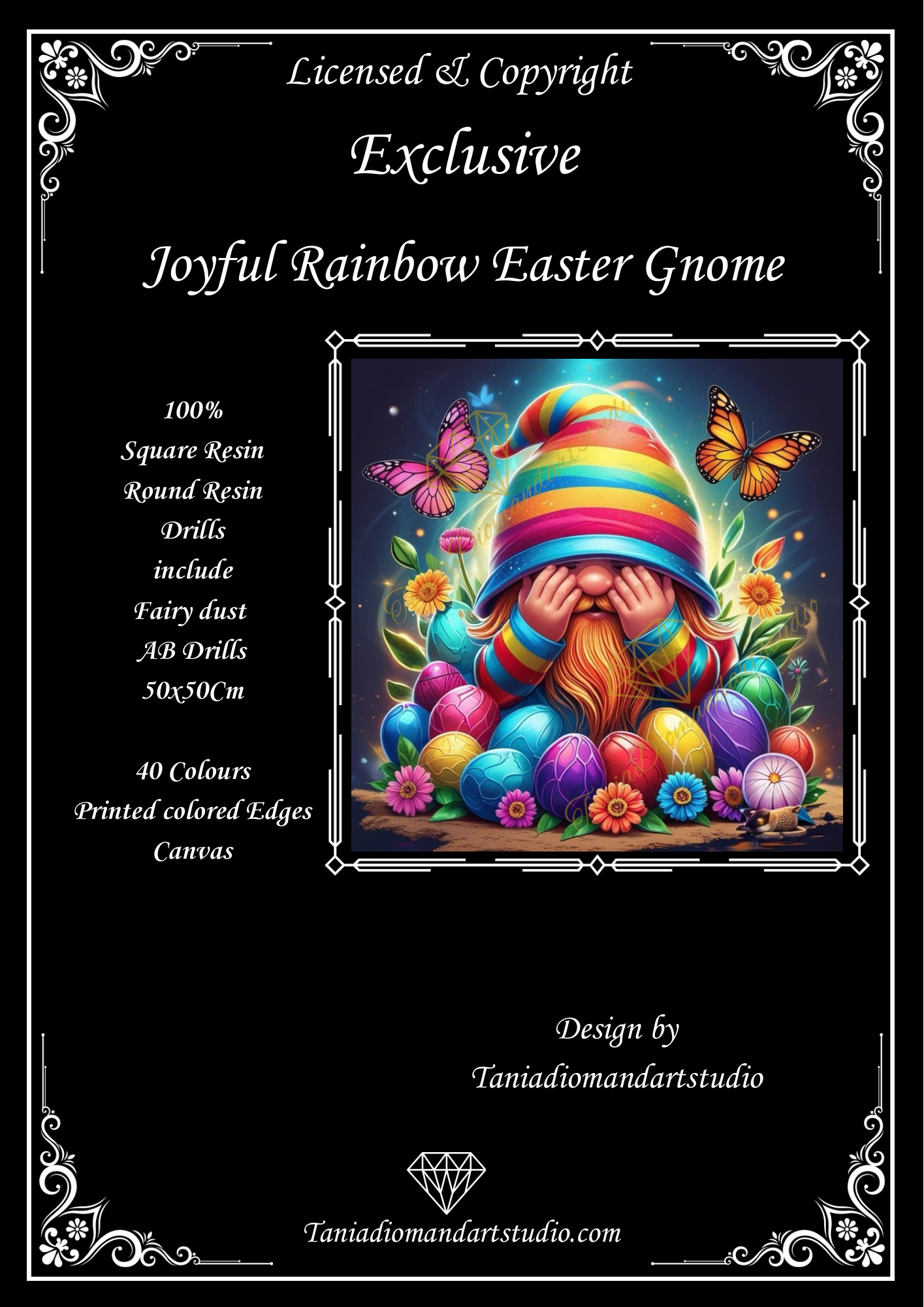 Joyful rainbow Easter gnome