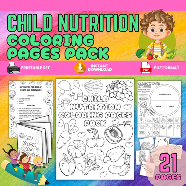 🥦 Child Nutrition Coloring Pages Pack