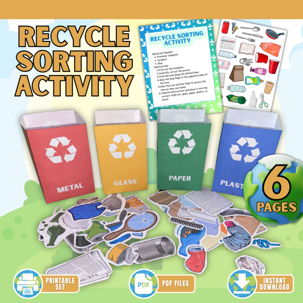 Recycle Sorting Activity – Printable STEM & Sustainability Pack