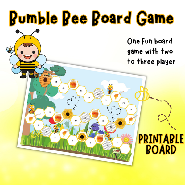 🐝🎲 Bumble Bee Board Game – Fun Printable Learning Game for Children