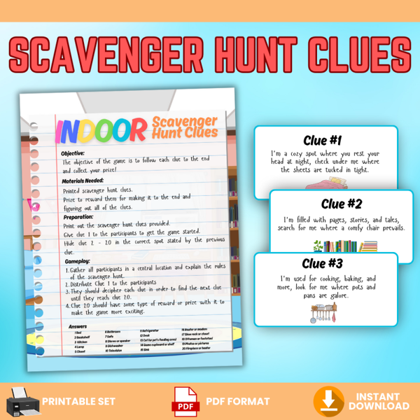 🏠 Indoor Scavenger Hunt Clues – Fun, Active Play for Kids