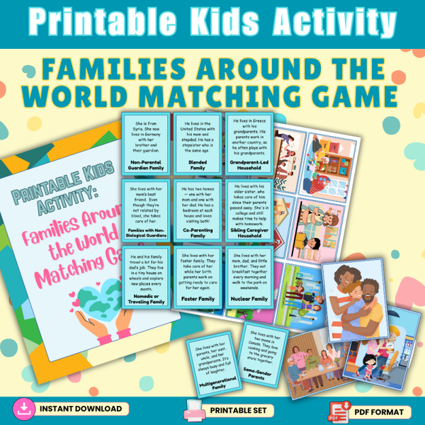 Families Around the World – Printable Matching Game 🌍