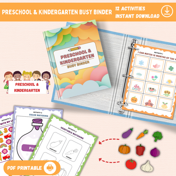 Preschool & Kindergarten Busy Binder – Printable Learning Activities for Early Learners 🎒✨