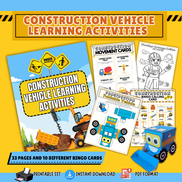 Construction Vehicle Learning Activities Pack