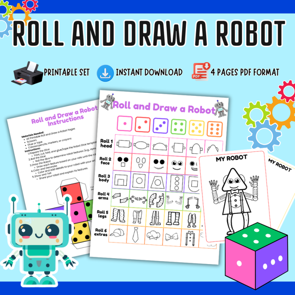 Roll and Draw a Robot – Creative Dice Game for Kids 🤖🎲