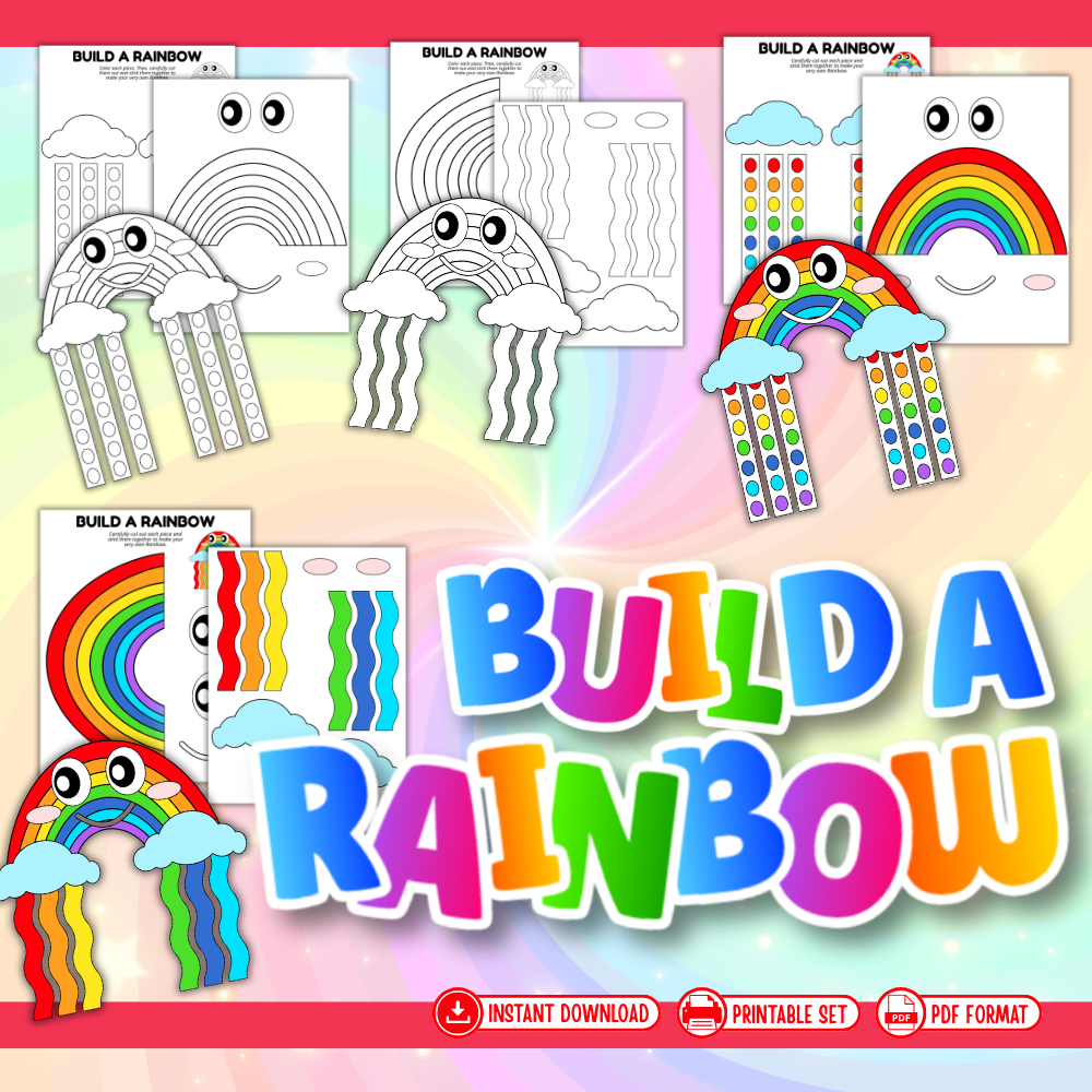 🌈 Build‑A‑Rainbow – Cut, Colour & Create Craft Activity
