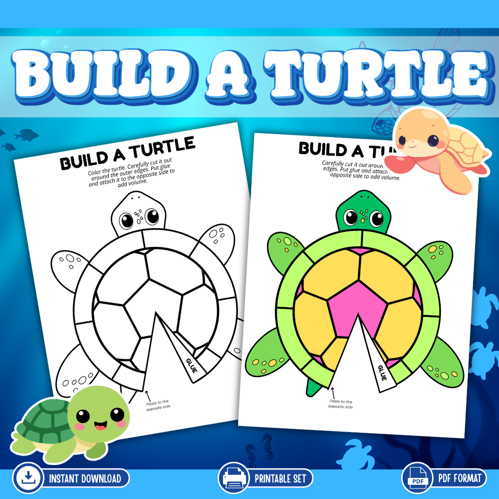 🐢 Build‑A‑Turtle – Cut, Colour & Create Craft Activity