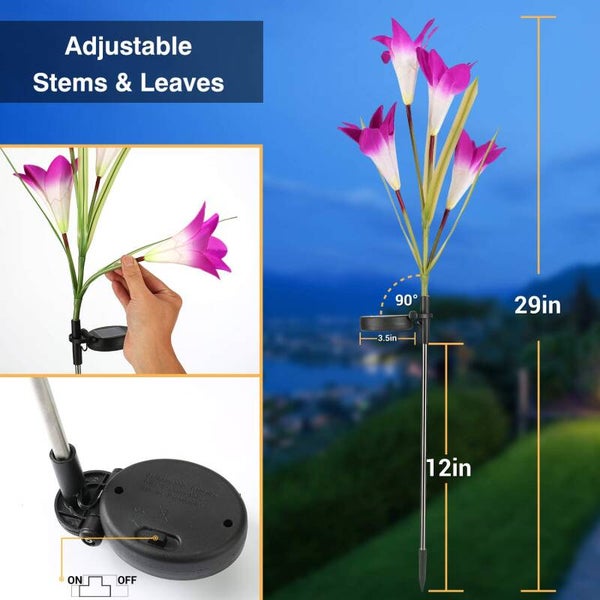 Solar Garden Licht . Blumen Tulben , Bink Weiss , Farbe wechseln , 4 Kopf