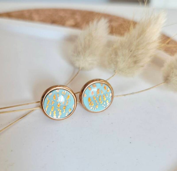 Mint-Roségold Ohrstecker - Zebra