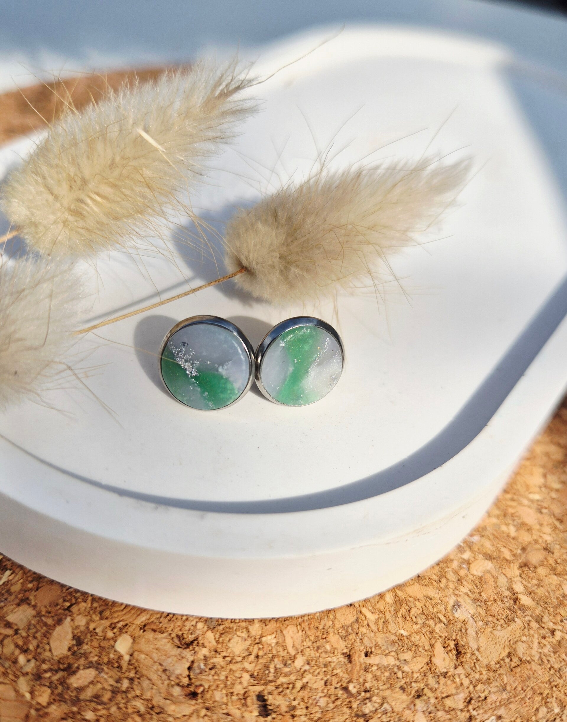 Mint-Weiss gemischter Ohrstecker