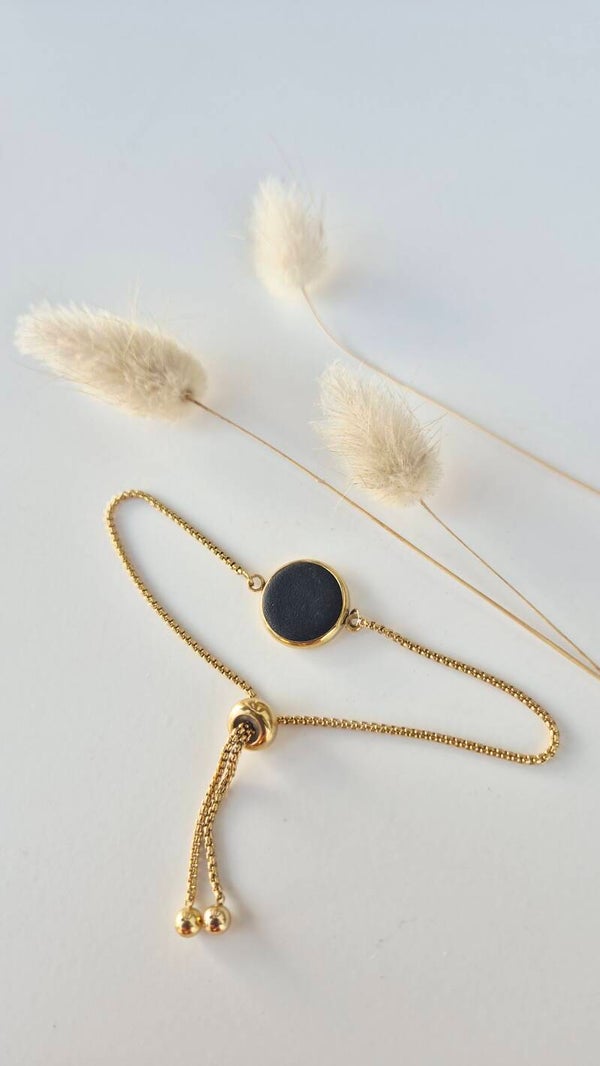 Gold-Schwarz matte Armkette