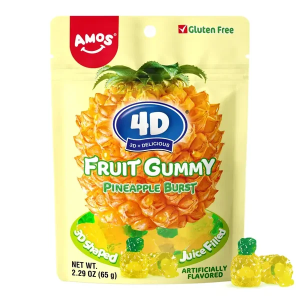 Amos 4D Fruit Gummy Pineapple Burst 65g