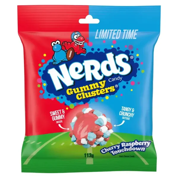 Nerds Cherry Raspberry Touchdown Gummy Cluster Bag 113g