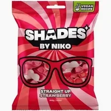 Shades By Niko Straight Up Strawberry Flavour Sweets Bag 150g