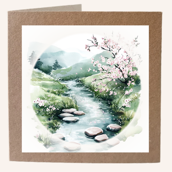 Riviertje met bloesemboom - div.