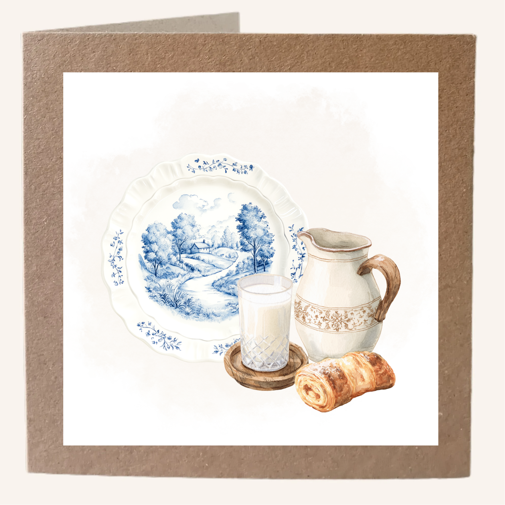 Delfsblauw bordje met melkkan 2