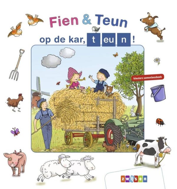 Fien en Teun op de kar