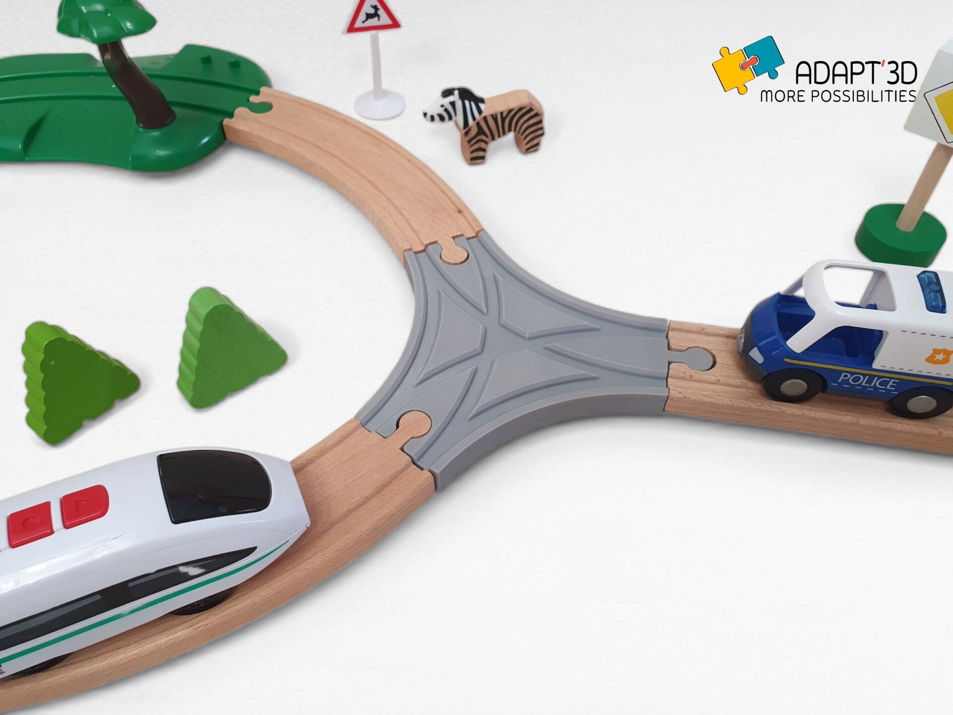 Croisement 3 voies pour train en bois – Compatible Brio, Ikea, Lidl