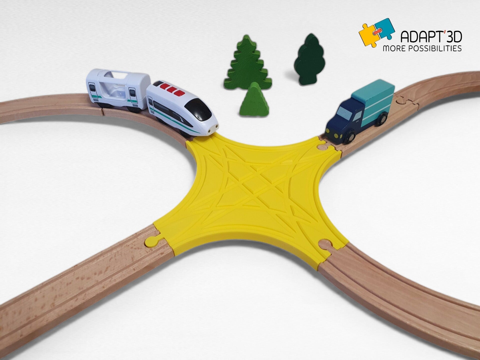 Grand croisement en X pour train en bois – Compatible Brio, Ikea, Lidl