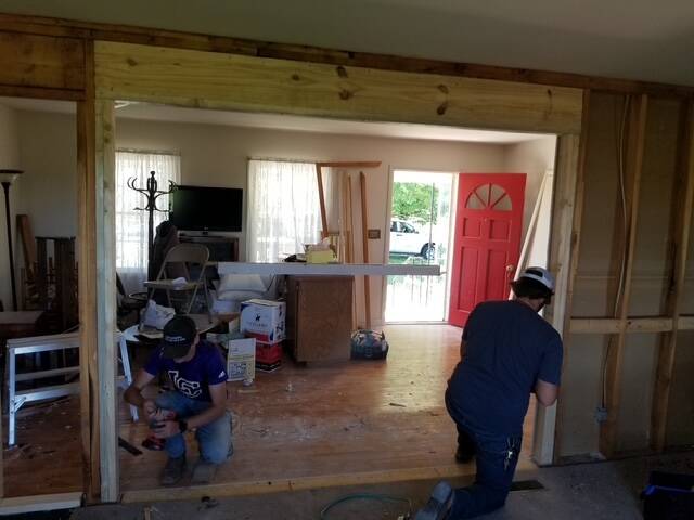 Opening created between kitchen and living room.