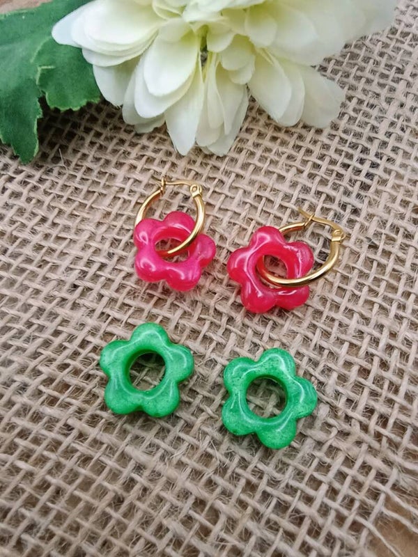 Boucles d’oreilles - Collection "Fruitée" - Cerise et Pomme - 17 mm.