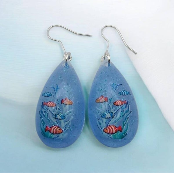 🌊 Boucles d'oreilles - Collection Gouttes Enchantées - Lagon Miniature.