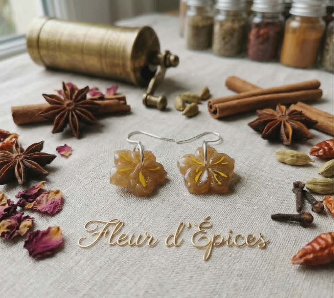🌸 Boucles d'Oreilles fleurs -  Fleur d'Épices - 15 mm.