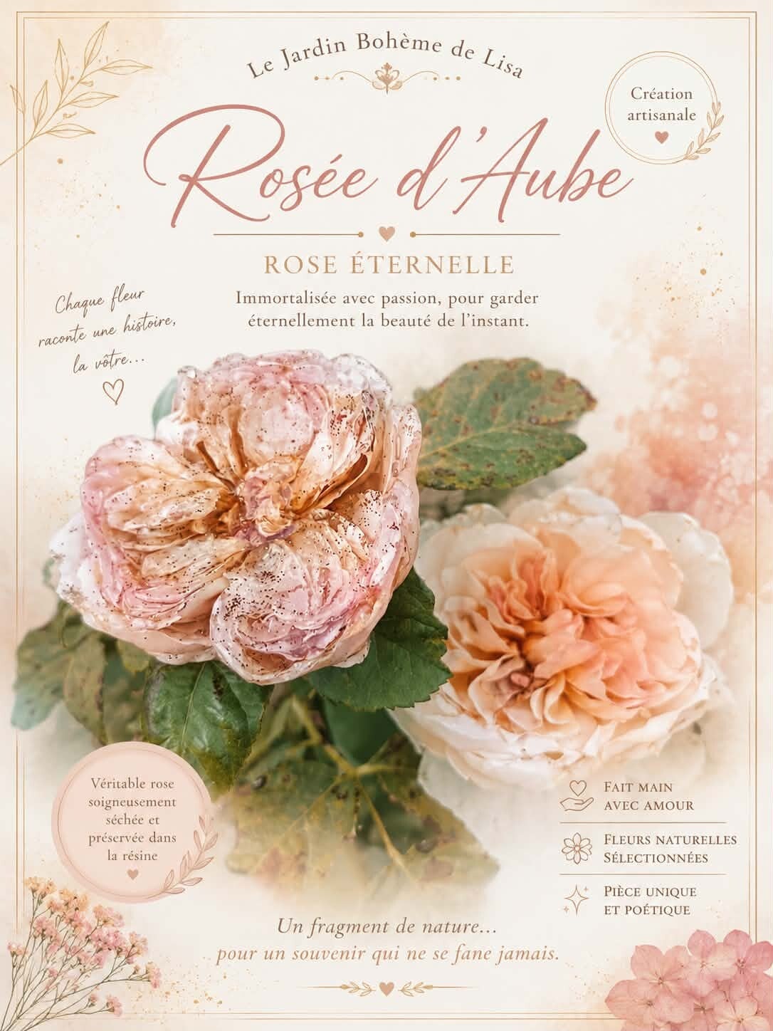 🌸Pique Décoratif "Rosée d’Aube" – Bijou de Plante Bohème.🌸