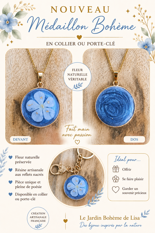 💜Collier fleurs séchées - "Douceur de Lilas".