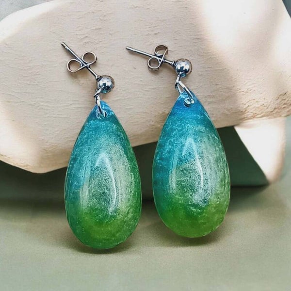 💙💚  Boucles d'oreilles - Gouttes Essentielles "Azurélios".