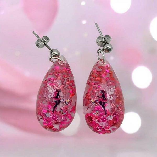 💧 Boucles d'oreilles artisanales en résine - Nymphéa Enchantée. 🌸