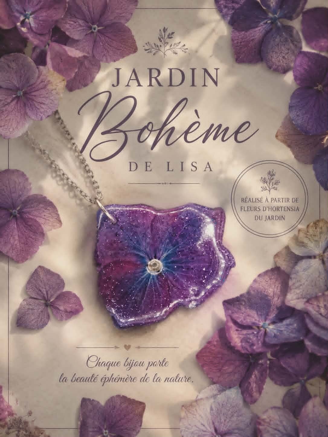💜 Collier fleurs séchées "L’Éclat d’Hortensia".