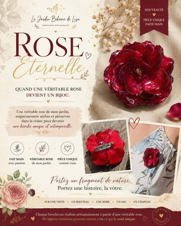 🌹Broche fleur séchée - "Rose Éternelle".