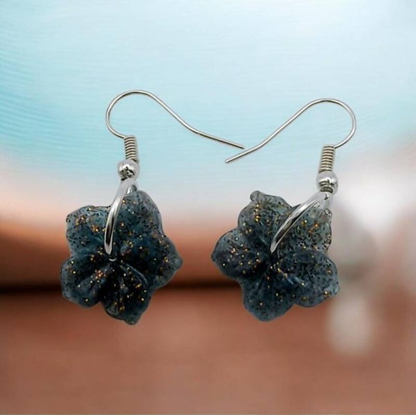 🌸 Boucles d'Oreilles fleurs - Fleur de Nuit Étoilée Céleste - 15 mm.