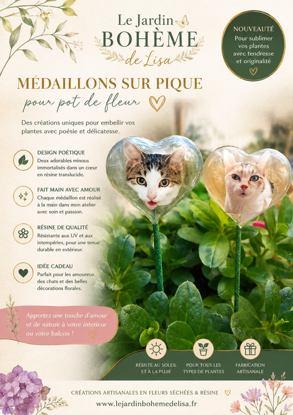 💛 Médaillon personnalisé cœur sur tige - vos compagnons à quatre pattes.