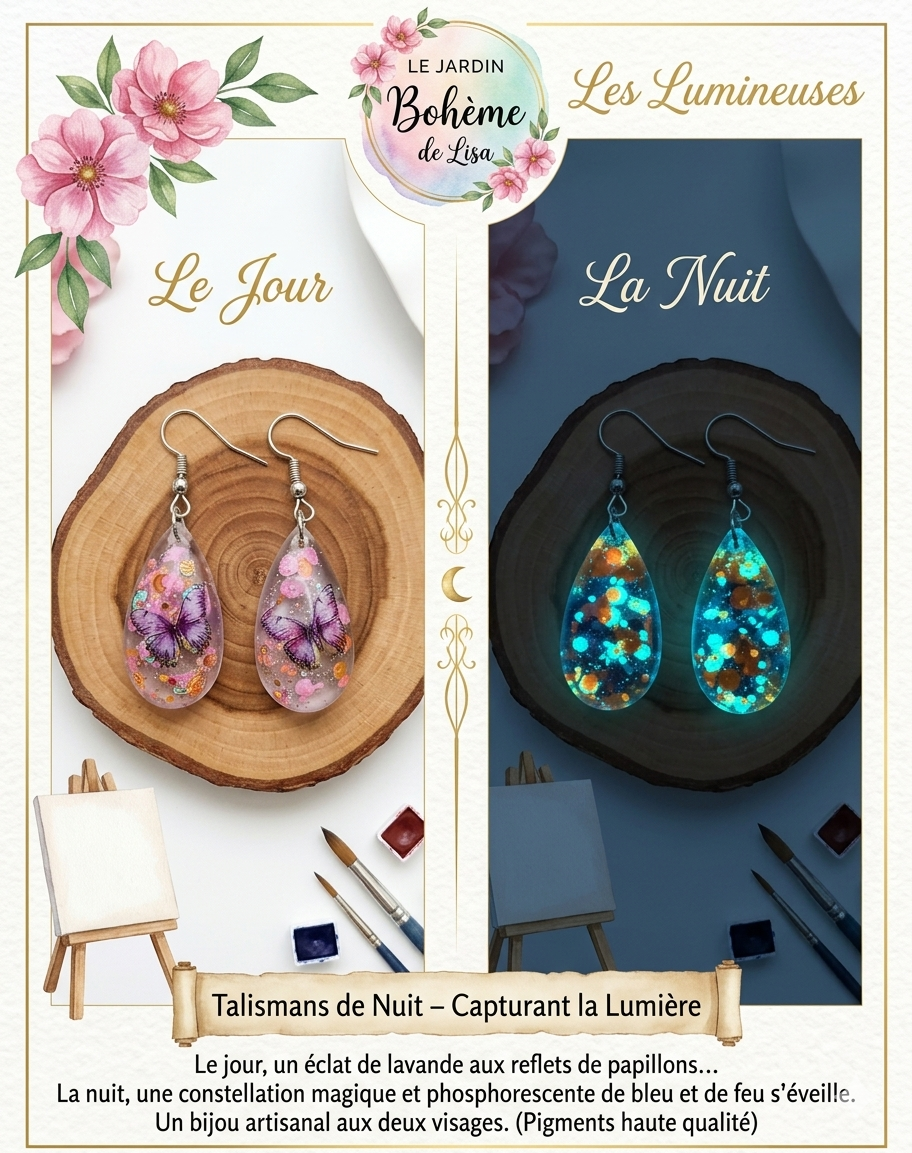 💧Collection Gouttes Enchantées & Lumineuses - "Nymphe de Lavande" -  30 mm.