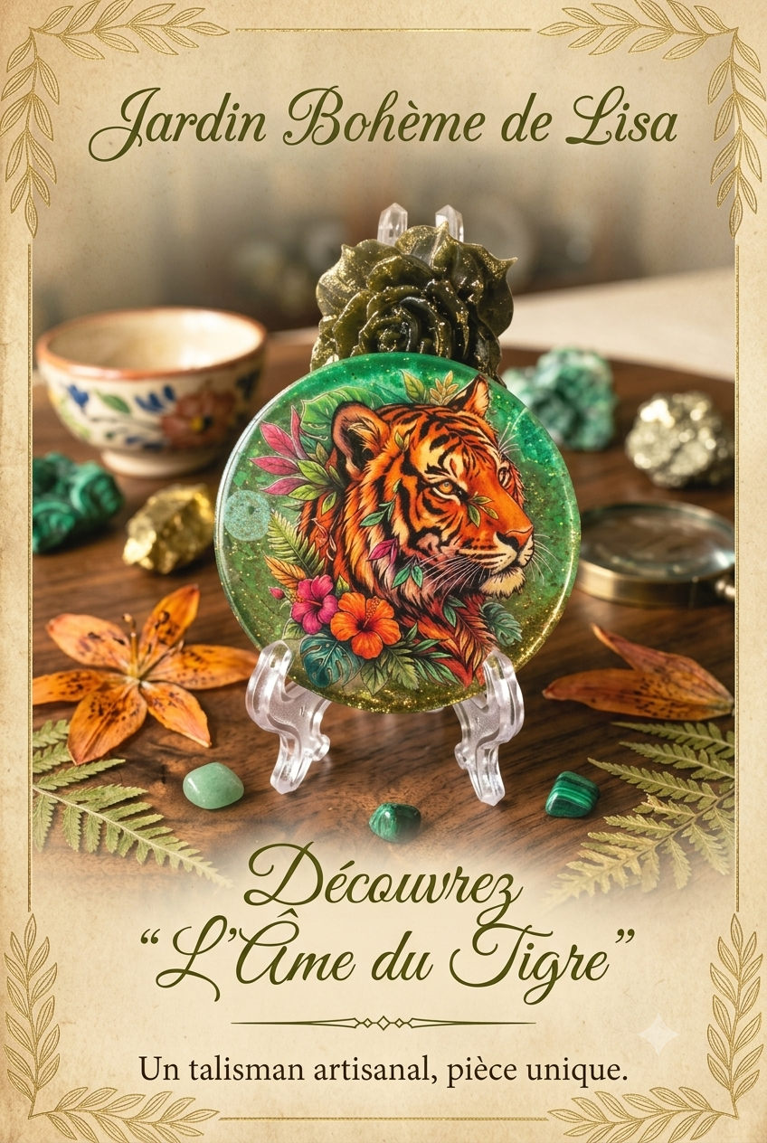🐆🌙 Médaillon Artisanat d'Art – L'Ame du tigre🌙🐆.