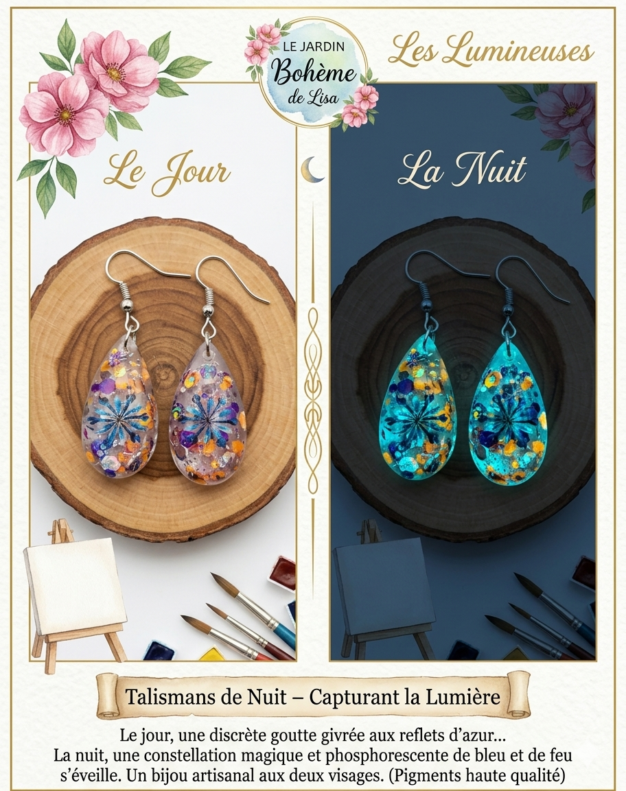 💧Collection Gouttes Enchantées & Lumineuses - "Fleur de Givre" -  30 mm.