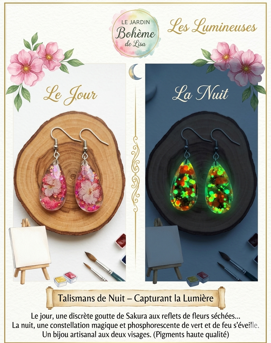 💧Collection Gouttes Enchantées & Lumineuses - "Douceur de Cerisier" -  30 mm.