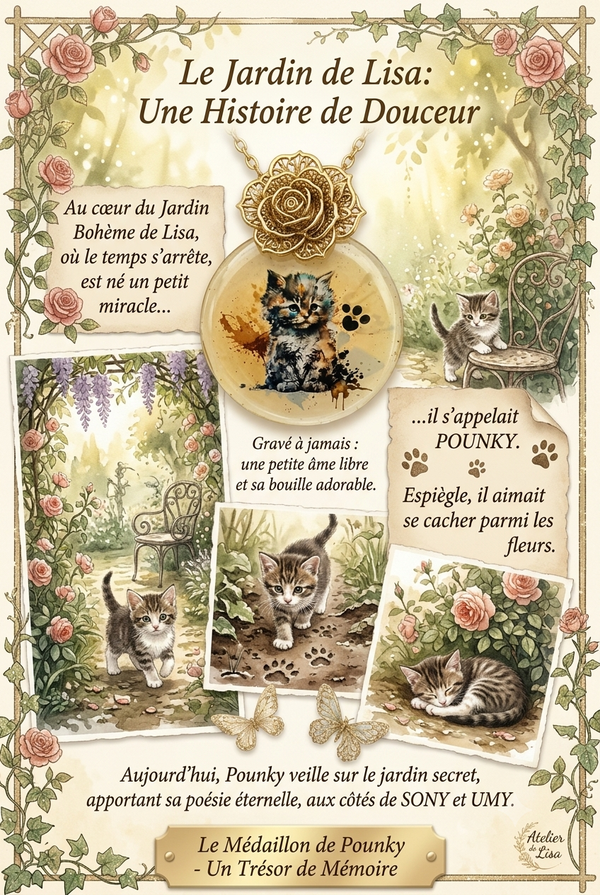 🐱Médaillon Artisanat d'Art –  L'histoire de Pounky. 🐱